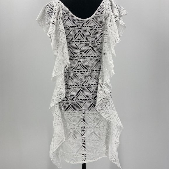 Crochet Swimsuit Cover Up Beach Dress White L/XL - Picture 3 of 5